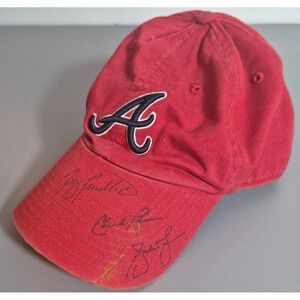 Atlanta Braves Signed Hat Terry Pendleton Andruw Jones Charles Thomas NO COA '06